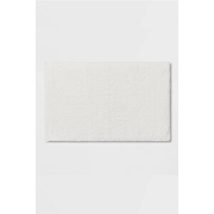 Beyaz Kaymaz Pamuklu Peluş Post Banyo Paspası Banyo Halısı Klozet Takımı  ( 60x100 )