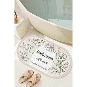 Dijital Kaymaz Yıkanabilir Bath Bathroom Yaprak Banyo Paspası Banyo Halısı (60x100) D8049