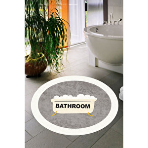 Decomia Home Dijital Baskılı Kaymaz Taban Bath Yıkanabilir Yuvarlak Banyo Halısı Paspas Dc-8027