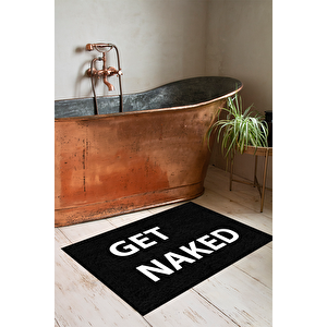 Yıkanabilir Get Naked  Banyo Halısı Banyo Paspası Tek Parça(60x100) Dc-8032 Siyah