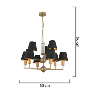 Ellery 9'lu Eskitme Siyah Şapkalı Modern Plafonyer Genç Odası Yatak Odası Retro Salon Avize