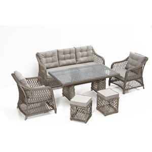 Calista Rattan Bahçe Balkon Oturma Grubu GRİ