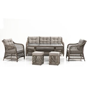 Calista Rattan Bahçe Balkon Oturma Grubu GRİ