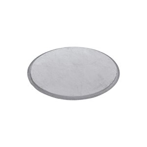 Yuvarlak Comfort Puffy Düz Saçaklı Peluş Yolluk Halı Gri 80x80 cm