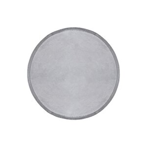 Yuvarlak Comfort Puffy Düz Saçaklı Peluş Yolluk Halı Gri 100x100 cm