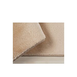Yuvarlak Comfort Puffy Overloklu Peluş Yolluk Halı Vizon 150x150 cm