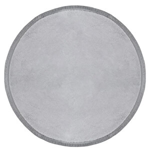 Yuvarlak Comfort Puffy Overloklu Peluş Yolluk Halı Gri 200x200 cm