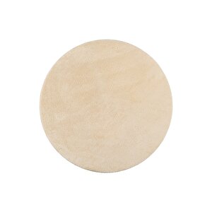 Yuvarlak Comfort Puffy Overloklu Peluş Yolluk Halı Bej 200x200 cm