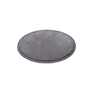 Yuvarlak Comfort Puffy Düz Saçaklı Peluş Yolluk Halı Antrasit 100x100 cm