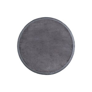 Yuvarlak Comfort Puffy Düz Saçaklı Peluş Yolluk Halı Antrasit 100x100 cm