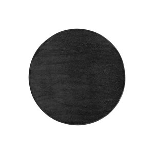 Yuvarlak Comfort Puffy Overloklu Peluş Yolluk Halı Siyah 160x160 cm