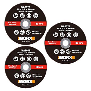 Worx Wa6076.3 Wx801 İçin 76x10mm 3 Adet Metal Ve Pvc Kesme Taşı