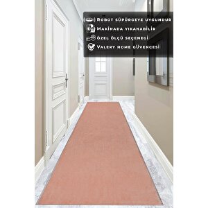 Comfort Puffy Overloklu Peluş Düz Yolluk Pembe 100x400 cm