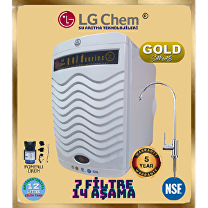 Gold  Pompali Beyaz Renk  ABS KIRILMAZ KASA 14 Aşama 7 Fi̇li̇tre 12 Li̇treli̇k Su Aritma Ci̇hazi