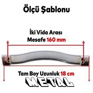 Akasya Metal Mobilya Mutfak Dolabı Çekmece Kapı Dolap Kapak Kulpu Kulbu Krom 160 Mm Kulp