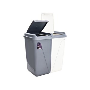 Mega Duo İki Bölmeli Kirli Çamaşır Sepeti - Banyo Çamaşır Sepeti Renkliler & Beyazlar 90 Lt