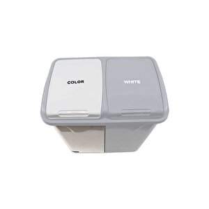Mega Duo İki Bölmeli Kirli Çamaşır Sepeti - Banyo Çamaşır Sepeti Renkliler & Beyazlar 90 Lt