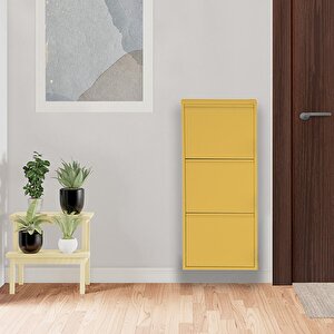 Sarı Metal Ayakkabılık Mac3 - 3 Kapaklı - 50x15x103 H 3 Kapaklı