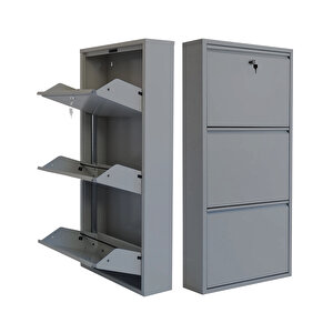 Gri Kilitli Metal Ayakkabılık  Mac3 - 3 Kapaklı - 50x15x103 H 3 Kapaklı