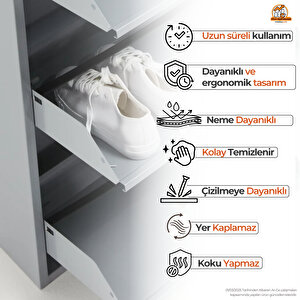 Gri Kilitli Metal Ayakkabılık  Mac3 - 3 Kapaklı - 50x15x103 H