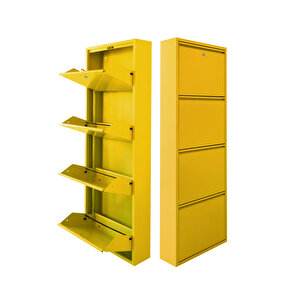 Sarı Kilitli Metal Ayakkabılık  Mac4 - 4 Kapaklı - 50x15x136 H 4 Kapaklı