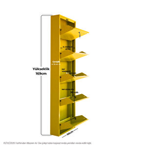 Sarı Kilitli Metal Ayakkabılık  Mac5 - 5 Kapaklı - 50x15x169 H 5 Kapaklı