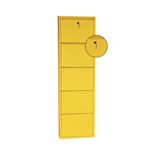 Sarı Kilitli Metal Ayakkabılık  Mac5 - 5 Kapaklı - 50x15x169 H