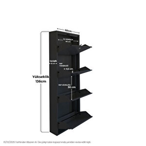 Siyah Kilitli Metal Ayakkabılık Mac4 - 4 Kapaklı - 50x15x136 H 4 Kapaklı