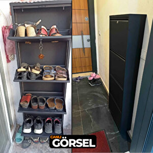 Siyah Kilitli Metal Ayakkabılık Mac4 - 4 Kapaklı - 50x15x136 H