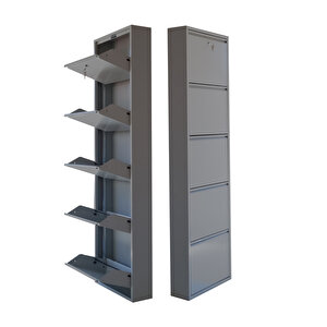 Gri Kilitli Metal Ayakkabılık  Mac5 - 5 Kapaklı - 50x15x169 H 5 Kapaklı