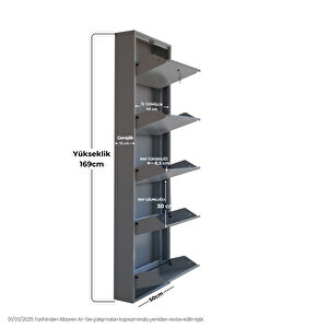 Gri Kilitli Metal Ayakkabılık  Mac5 - 5 Kapaklı - 50x15x169 H 5 Kapaklı
