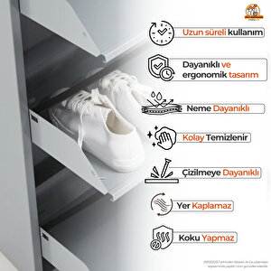Gri Kilitli Metal Ayakkabılık  Mac5 - 5 Kapaklı - 50x15x169 H