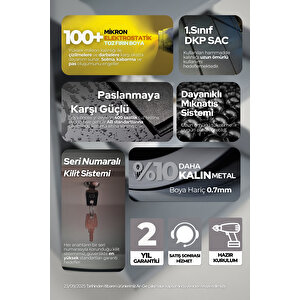 Kilitli 5'li Metal Ayakkabılık - Açık Gri