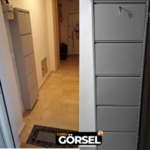 Gri Kilitli Metal Ayakkabılık  Mac5 - 5 Kapaklı - 50x15x169 H