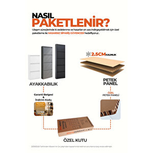 Kilitli 4'lü Metal Ayakkabılık - Açık Gri