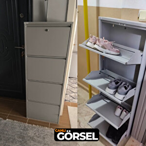 Gri Kilitli Metal Ayakkabılık  Mac4 - 4 Kapaklı - 50x15x136 H