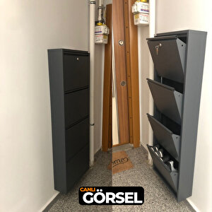 Antrasit Kilitli Metal Ayakkabılık  Mac4 - 4 Kapaklı - 50x15x136 H