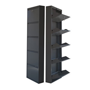 Antrasit Kilitli Metal Ayakkabılık  Mac5 - 5 Kapaklı - 50x15x169 H 5 Kapaklı