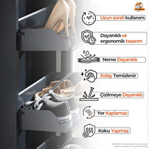 Antrasit Kilitli Metal Ayakkabılık  Mac5 - 5 Kapaklı - 50x15x169 H
