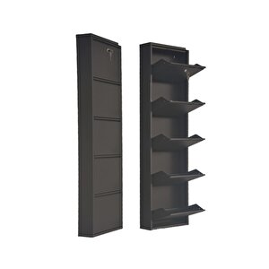 Siyah Kilitli Metal Ayakkabılık Mac5 - 5 Kapaklı - 50x15x169 H 5 Kapaklı
