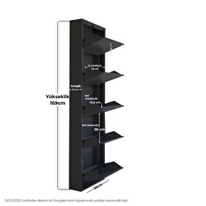 Siyah Kilitli Metal Ayakkabılık Mac5 - 5 Kapaklı - 50x15x169 H 5 Kapaklı