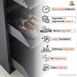 Siyah Kilitli Metal Ayakkabılık Mac5 - 5 Kapaklı - 50x15x169 H
