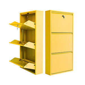 Sarı Kilitli Metal Ayakkabılık  Mac3 - 3 Kapaklı - 50x15x103 H 3 Kapaklı