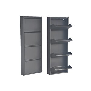 Antrasit Metal Ayakkabılık Mac4 - 4 Kapaklı - 50x15x136 H