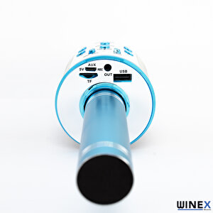Usba+tf Sd Kart+3.5mm Aux Girişli Bluetooth Karaoke Mikrofonu Mavi Mavi