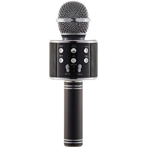 Usba+tf Sd Kart+3.5mm Aux Girişli Bluetooth Karaoke Mikrofonu Siyah Siyah