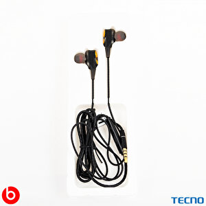 Tecno 2023 Hot Beats 3d Hifi 4 Hoparlörlü Huawei Y6p İle Uyumlu 3.5mm Jack Girişli Kablolu Mikrofonlu Kulaklık Siyah