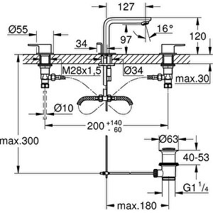 Lineare 3 Delikli Lavabo Bataryası New - 20304001