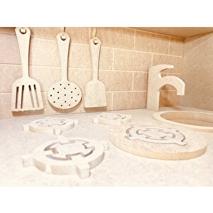 Mutfak Montessori Boyanabilir Oyuncak Set + 2 Adet Boya Ve Fırça Veya Önlük