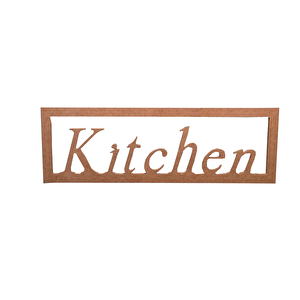 Boyanabilir ''kitchen'' Çerçeveli Dekoratif Duvar Kapı Süsü 13x39